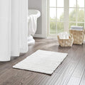 Madison Park Lasso Cotton Bath Rug Non-Slip Absorbent, 20 x 30, White | Quick Dry, Soft Pile, Machine Washable, OEKO-TEX Certified