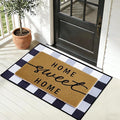 Home Sweet Home Welcome Doormat Set, 2 Pack Layering Entry Rugs with Coir Loop Printed Mat and Buffalo Plaid Crystal Velvet Under Rug Home Sweet Front Door Doormat for Farmhouse Entryway Decor