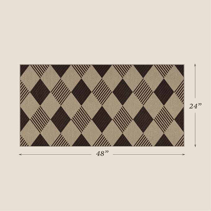 2x4 Entryway Door Mat Indoor – Washable Non Slip Small Rug for Front Door, Kitchen Sink, Mudroom, Garage Entry, Low Profile Easy Clean Farmhouse Plaid Floor Mat