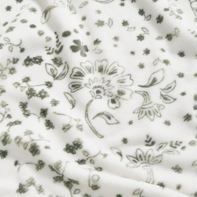 Lucky Brand 50" x 70" Plush Throw Blanket, Bandana White Blanket for Sofa or Bed