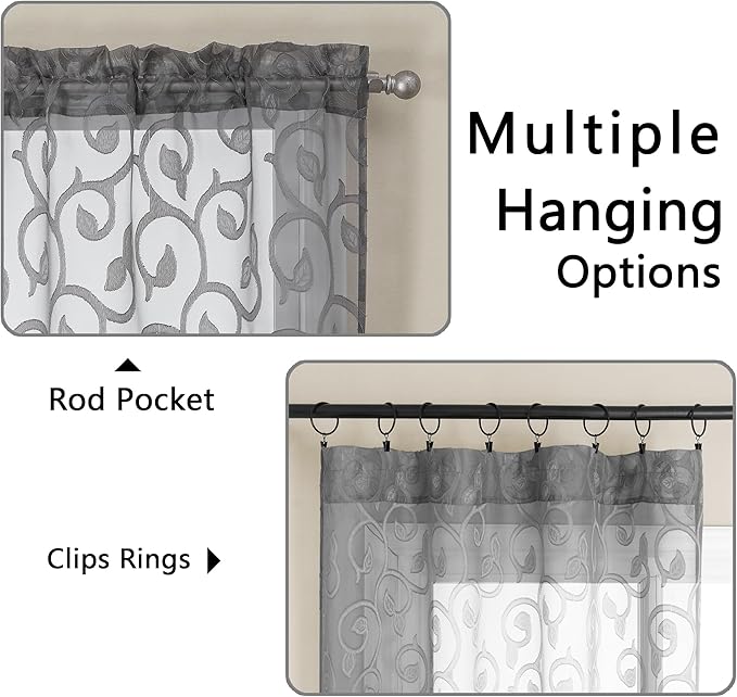 OWENIE Furman Sheer Curtains Tiers 36 inch Length, Lightweight Soft Airy Solid - Image 4