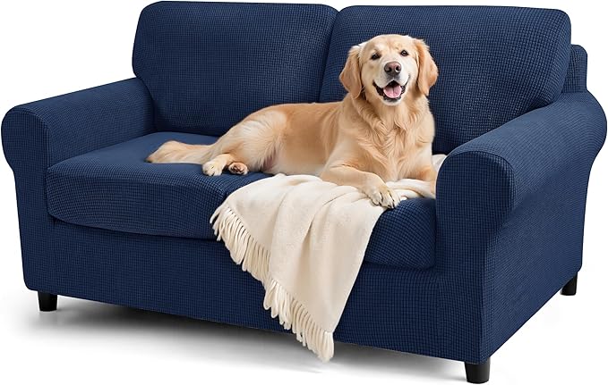 SUBRTEX 5 Pieces Stretch Sofa Slipcover Sets Couch Cover Sets Backrest Cushion Covers Furniture Protector Collection Set for Oversize Sofa Loveseat Chair Slip Covers(Medium, Navy)