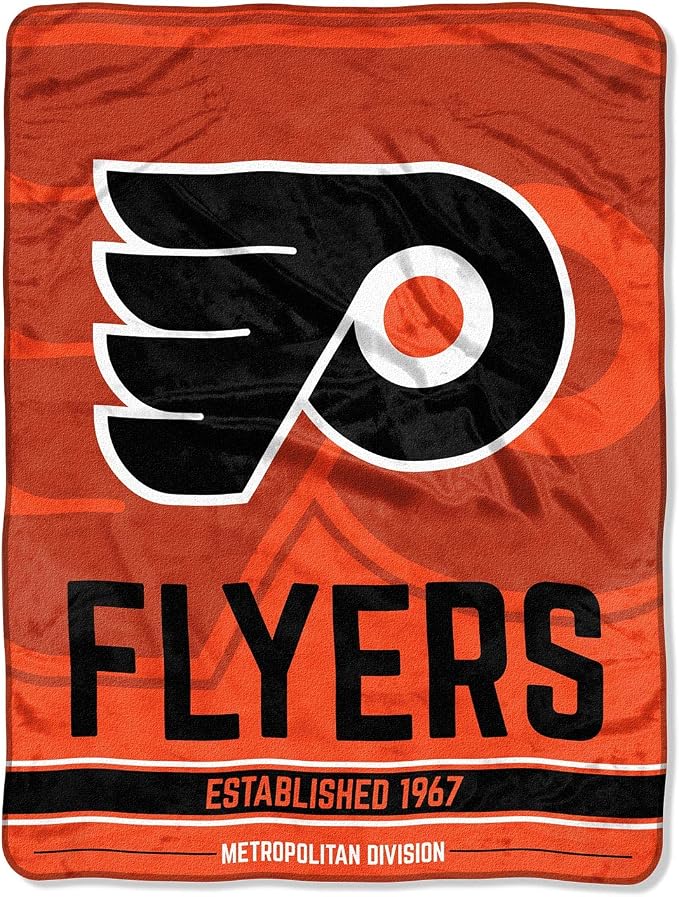 Northwest NHL Philadelphia Flyers Unisex-Adult Micro Raschel Throw Blanket, 46" x 60", Break Away