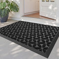 DEXI Front Door Mat Outside Entrance, 2x3 Heavy Duty Entry Doormat Dirt Trapper with Rubber Back, Non Slip Low Profile Floor Mats for Entryway Exterior Patio, Hexafoil Floral