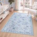 Tribesigns Bow Floral Blue 3x5 Washable Area Rugs for Living Room Entryway | Machine Washable, Non-Slip Backing with 4 Rug Tape, Soft Low Pile, for Coquette Nursery Kids Playroom Dorm Bedroom Decor