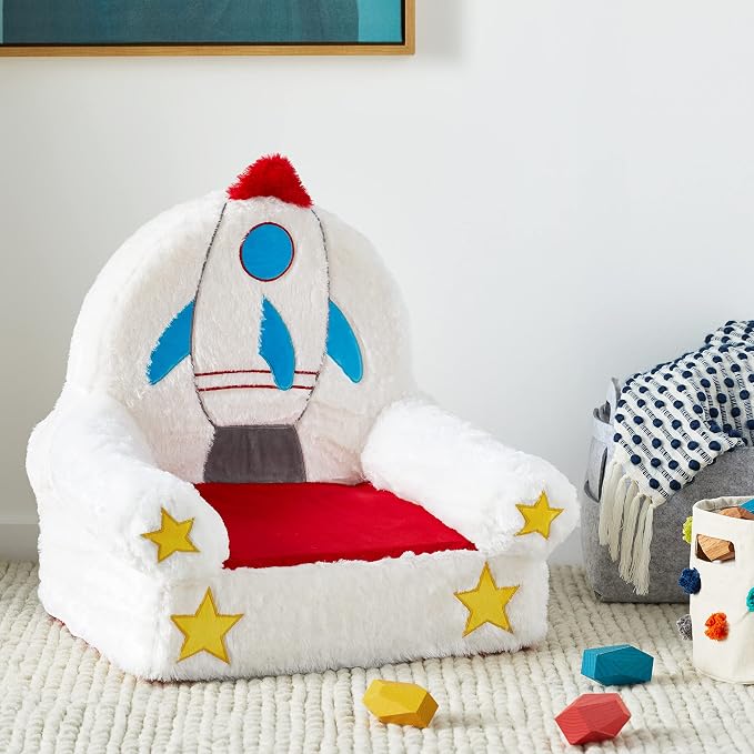 Amazon Basics Children's Plush Toddler Chair for Bedroom, Rocket, Multicolor