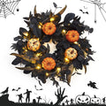 GarveeHome Halloween Wreath for Front Door, 18 in Fall Wreath with Pumpkins and Maple Leaves for Indoor Outdoor Wall Window Porch Patio Garden Farmhouse Home Party Prom Decoration