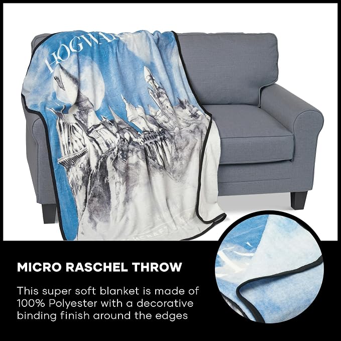 Northwest Harry Potter Micro Raschel Throw Blanket, Lightweight Breathable for Couch, Sofa, Cozy for All Seasons 46" x 60", Witchcraft and Wizardry