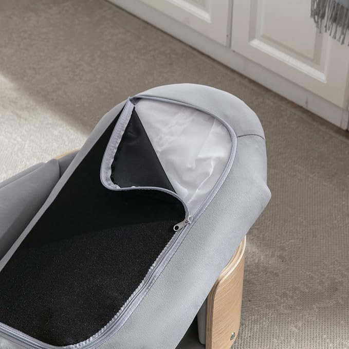 Pet Sofa Bed for Small Medium Dogs Cats, Removable Washable Plush Cushion Elevated Anti-Slip Durable Pet Couch Lounge Furniture for Living Room Bedroom (Light Gray, Small)
