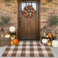 SEEKSEE Buffalo Plaid Outdoor Rug 27.5x43 Coffee and White Front Door Mat, Layering Rug for Porch, Fall Doormat, Front Porch Rug for Outdoor Entrance Entryway Patio Porch Decor