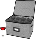 Quilted Wine Glass Storage Box,China Storage Containers | Stemware Storage Cases hard shell for Moving,Moving Supplies,Household Essentials