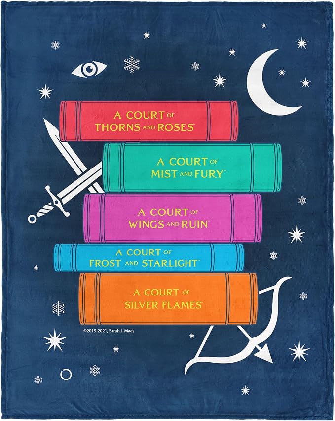 Northwest Sarah J. Maas Book Stack Silk Touch Throw Blanket, 46 x 60 in | Silky-soft lightweight comfort for sofas, travel, and everyday lounging