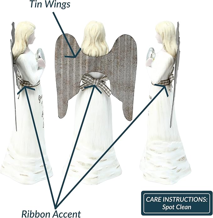 Pavilion Gift Company - 5" Angel Figurine - Grandma You Fill Our Hearts with Love - Simplistic Rustic Modern Farmhouse Statue