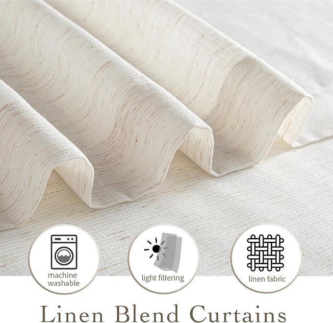 RYB HOME Linen Sheer Curtains Light & Airy Translucent Privacy Protected - Image 5
