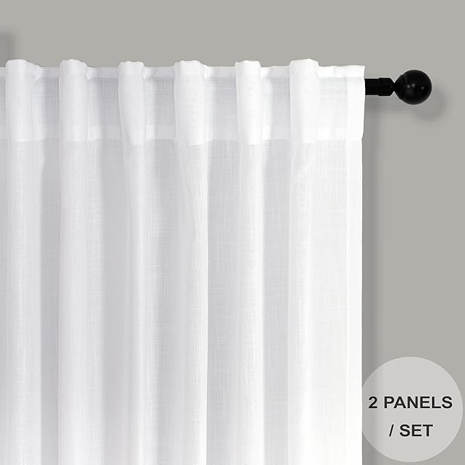 White Textured Curtains 72 Inch Length - Image 2