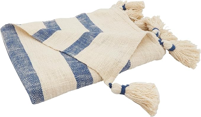 SARO LIFESTYLE Chic Tassels Stripe Throw Blanket