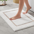 Madison Park Roan Border Tufted Bath Rug Non-Slip, 17 x 24, Beige | Microfiber, Soft Pile, Machine Washable, OEKO-TEX Certified, Plush Bathroom Mat, Non Slip TPR Backing