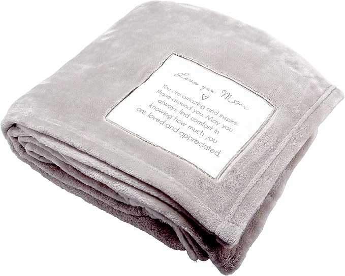 Pavilion Gift Company - Love You Mom - 50" x 60" Royal Plush Neutral Colored Couch Bed Throw Blanket Mommy Ma Mama