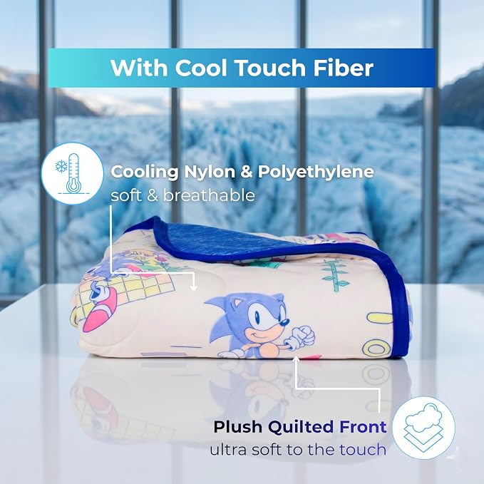 Sonic The Hedgehog Anime Cooling Throw Blanket for Hot Sleepers, 50 x 70 Inch Lightweight All-Season Throw, Soft Breathable Cooling Fabric for Couch, Bed, (Officially Licensed Product) by Franco Calm