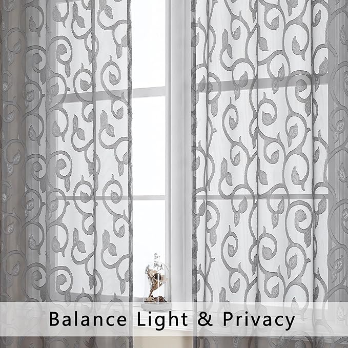 OWENIE Furman Sheer Curtains 63 inch Length - Image 3