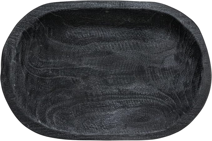 Bloomingville Hand-Carved Paulownia Wood Bowl, Black