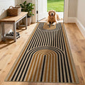 Washable Rainbow Easy Jute Runner Rug 2x6, Neutral Modern Boho Geometric Outdoor Indoor Patio Area Rug, Woven Non Slip Thin Long Runner Carpet Mat for Hallway Kitchen Entryway Porch Farmhouse
