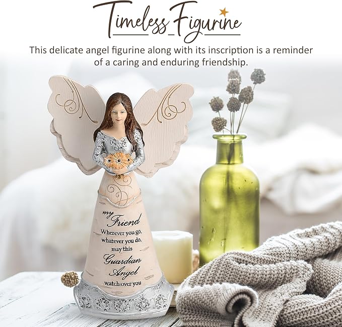 Pavilion Elements Angels Figurine - Guardian Angel Figure Display - "My Friend Wherever You Go, Whatever You Do, May This Guardian Angel Watch Over You" Printed Text, Collectibles Angel Figurines, 6"