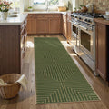 Lahome Green Runner Rug, 2x8 Washable Runner Rug for Kitchen Hallway | Farmhouse Rhombus Low Pile Non Shedding Indoor Outdoor Carpet for Entryway Laundry Room