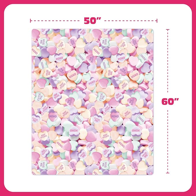 Cozy Concepts Co. Hearts Comfort Blanket by Relatable – Valentine’s Day Gift for Kids & Friends, Super Soft Plush Throw for Teens, Cozy Dorm & Bedroom Decor