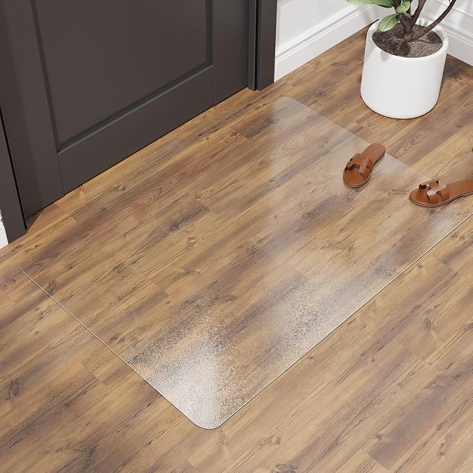 SALLOUS Plastic Floor Mat for Home, 5' x 6' Waterproof Area Rug for Dining Room Table, Non-Slip Area Rug for Living Room, Wear-Resistant Vinyl Floor Protector Mat for Indoor Outdoor (Clear)