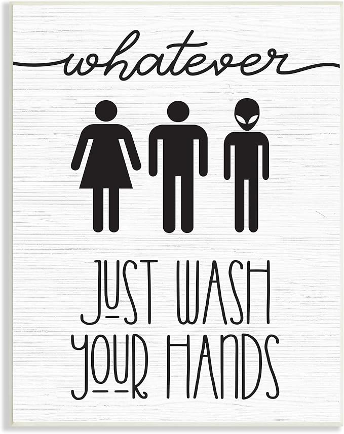 'Whatever Just Wash Your Hands Outer Space'| Wall Plaque Art | Stupell Industries | 10 x 15 Inches, Easy to Hang and Sturdy, Made in USA, by Lil' Rue