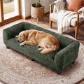 Dog Couch Sofa for Large & Extra Large Dogs, Elevated Pet Bed with Legs, Button Tufted Chenille Dog Couch with Backrest and Armrests, Modern Indoor Dog Furniture (Green, XL - 47" x 24" x 15")