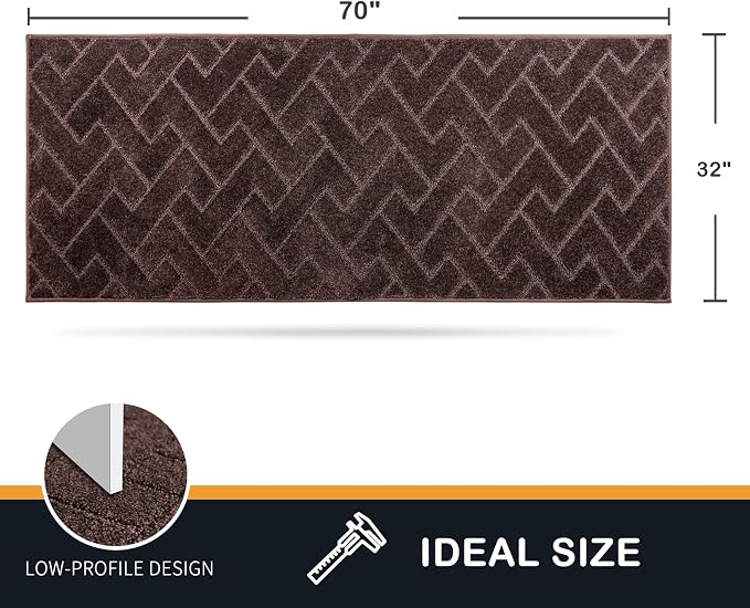 PURRUGS Dirt Trapping Door Mat 32" x 70", Non-Slip Machine Washable Entry Rug, Dog Doormat, Indoor Front Door Mat, Super Absorbent Entryway Rug for Muddy Shoes & Paws, Brown