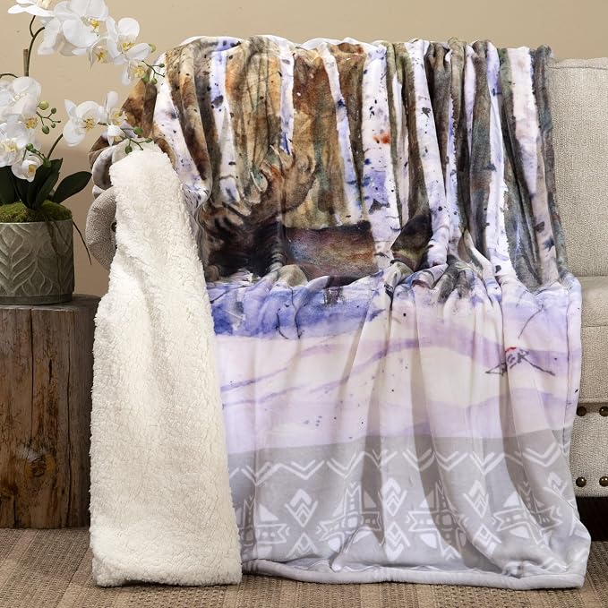 Carstens, Inc. Dean Crouser Plush Sherpa Fleece Oversized Throw Blanket 54" x 68", A Moment's Rest