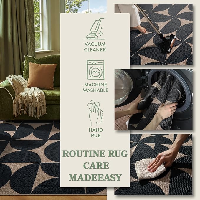 Lahome Semi Circle Easy Jute Kitchen Runner Rug, 2x6 Non Slip Runner Rug | Indoor Outdoor Non Slip Stain Resistant Carpet for Hallway Entry Laundry Room