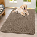 Smiry Dog Door Mat for Muddy Paws 40x32, Absorbent Dirt Trapper, Non-Slip Washable Chenille Entryway Rug for Inside Floor, Camel, Classic Solid