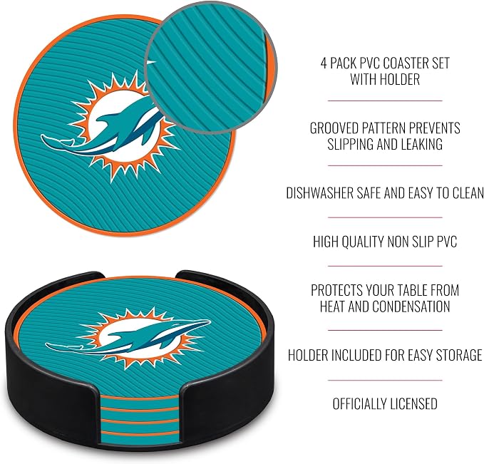 Rico Industries NFL Football Classic Favorites: PVC Coaster Set (4-Pack)