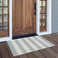 LEEVAN Door Mat Outdoor Entrance 2x3, Washable Striped Front Porch Rug, Blue and White Buffalo Welcome Mat, Spring Outside Entryway Rugs, Cotton Woven Indoor Outdoor Layered Doormats | Woven Front Porch Rug, Dusty Blue and White Welcome Door Mat, Sprin...