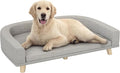 PawHut Dog Sofa Couch, Pet Bed with Comfortable Luxury Cushion, Washable Cover, Wooden Legs, Anti-Slip Mat for Large Dogs, Cats, Kittens, Gray