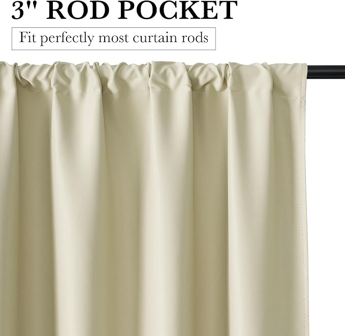 RYB HOME 100% Blackout Short Curtains for Small Window, Thermal Insulated Total Room Darkening Noise Reducing Curtains for Basement Bathroom RV Cars, 29 inches Wide by 30 inches Long, Beige