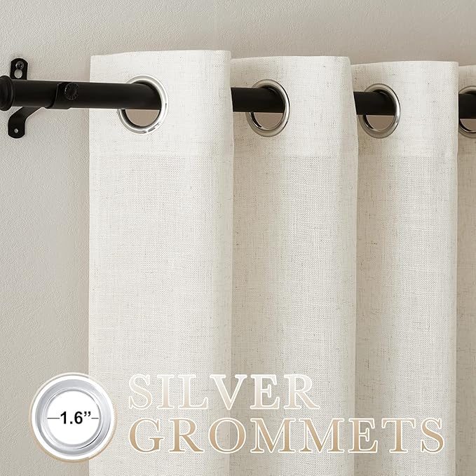NICETOWN Linen Burlap Curtains Extra Long 120 inch, Grommet Privacy - Image 3