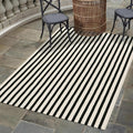 OJIA Washable Area Rugs 4'x6' Black and Cream Outdoor Rug Porch Patio Decor | Cotton Woven Entryway Rugs Indoor Striped Patio Rug Carpet for Bedroom/Front Porch/Deck/Backyard/Home Outside Entrance Decor