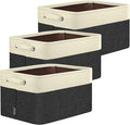 BALEINE 3 Pack Fabric Closet Storage Bins for Shelves, Linen Closet Organizers and Storage, Decorative Baskets for Organizing, Shelf, Clothes, Home, Office (Black, 12"x8"x8")
