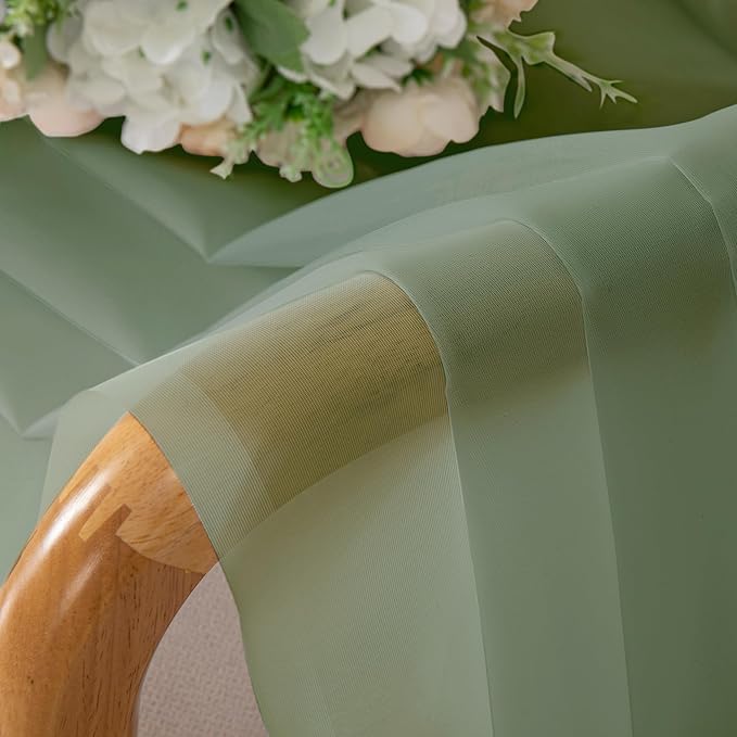 Lecloud Sage Green Short Sheer Curtains 14 Inch Length 2 PCS, Cafe Kithen - Image 7