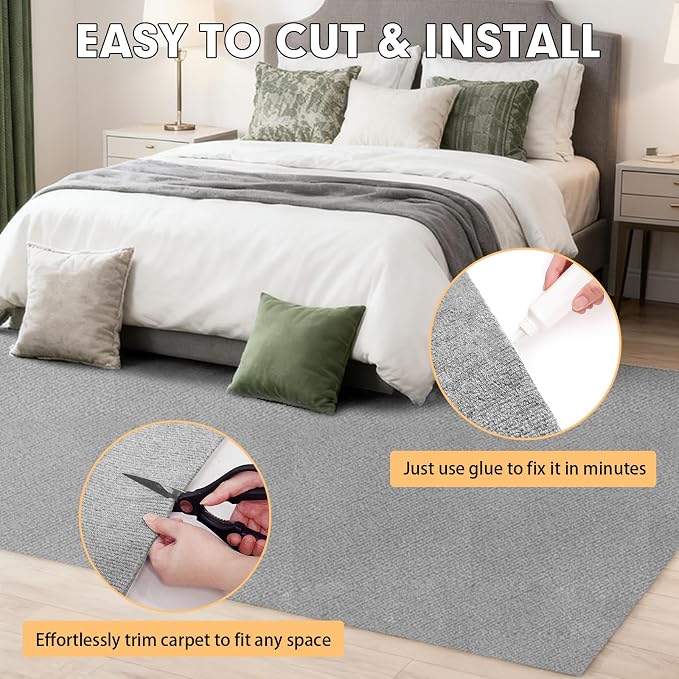 Grefinity Marine Carpet,6 FT x 10 FT Gray Indoor Outdoor Carpet 0.2" Thick Boat Rug with Water-Proof TPE Backing for Home, Patio, Porch, Deck