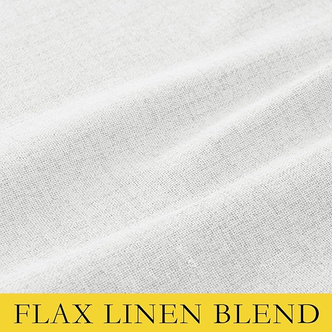 NICETOWN 100% Absolutely Blackout Linen Curtains with Thermal Insulated Liner, Greyish White, 62" Wide, 90" Length Energy Saving Curtains for Living Room 2 Panels Set, Vertical Blinds