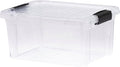 Superio Small Clear Storage Box with Lid, 6.6 Quart Plastic Container Bins for Organizing, Stackable Crates, BPA Free, Non Toxic, Odor Free, Organizers for Home, Office, School, and Dorm
