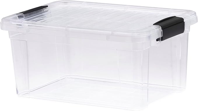 Superio Small Clear Storage Box with Lid, 6.6 Quart Plastic Container Bins for Organizing, Stackable Crates, BPA Free, Non Toxic, Odor Free, Organizers for Home, Office, School, and Dorm