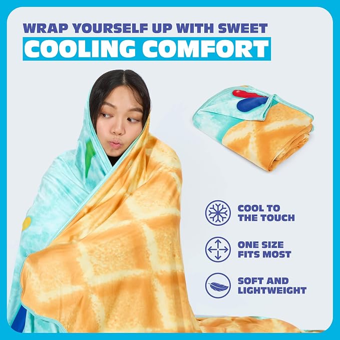 Cozy Concepts Ice Cream Cooling Blanket – Soft Lightweight Throw for Summer Comfort, Cool Vacation Gifts, Cute Ice Cream Design for Cool Days & Nights