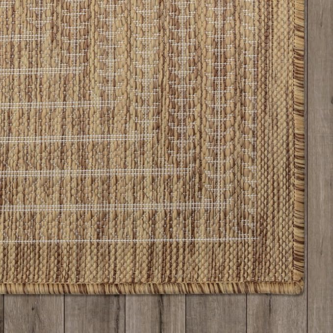 Adiva Rugs Outdoor Indoor Area Rug, Weather Resistant, Easy to Clean, Stain Resistant Floor Mat for Dining Room, Backyard, Deck, Patio (Wooden, 8' x 10')